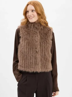 Rino & Pelle Jacken & Westen<Damen Weste aus Kunstfell - Dava taupe uni