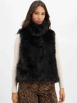 Amber & June Jacken & Westen<Damen Weste aus Kunstfell schwarz uni