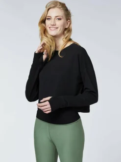 Detto Fatto Sweatshirts & Sweatjacken<Damen Yoga-Sweatshirt schwarz uni