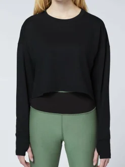 Detto Fatto Sweatshirts & Sweatjacken<Damen Yoga-Sweatshirt schwarz uni