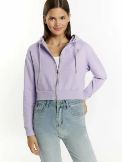 MyMo Sweatshirts & Sweatjacken<Damen Zip Hoodie cropped lila uni