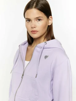 MyMo Sweatshirts & Sweatjacken<Damen Zip Hoodie cropped lila uni
