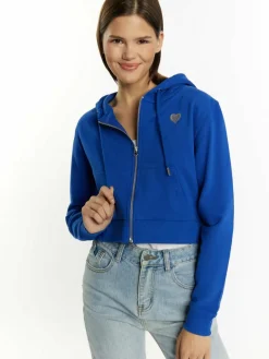 MyMo Sweatshirts & Sweatjacken<Damen Zip Hoodie cropped blau uni