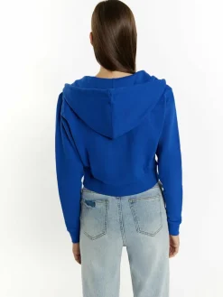 MyMo Sweatshirts & Sweatjacken<Damen Zip Hoodie cropped blau uni