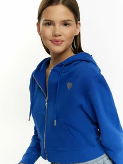 MyMo Sweatshirts & Sweatjacken<Damen Zip Hoodie cropped blau uni