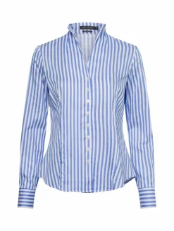 Franco Callegari Blusen<Damenbluse hellblau weiß gestreift