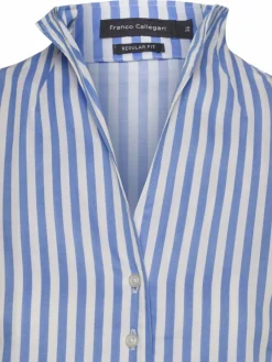 Franco Callegari Blusen<Damenbluse hellblau weiß gestreift