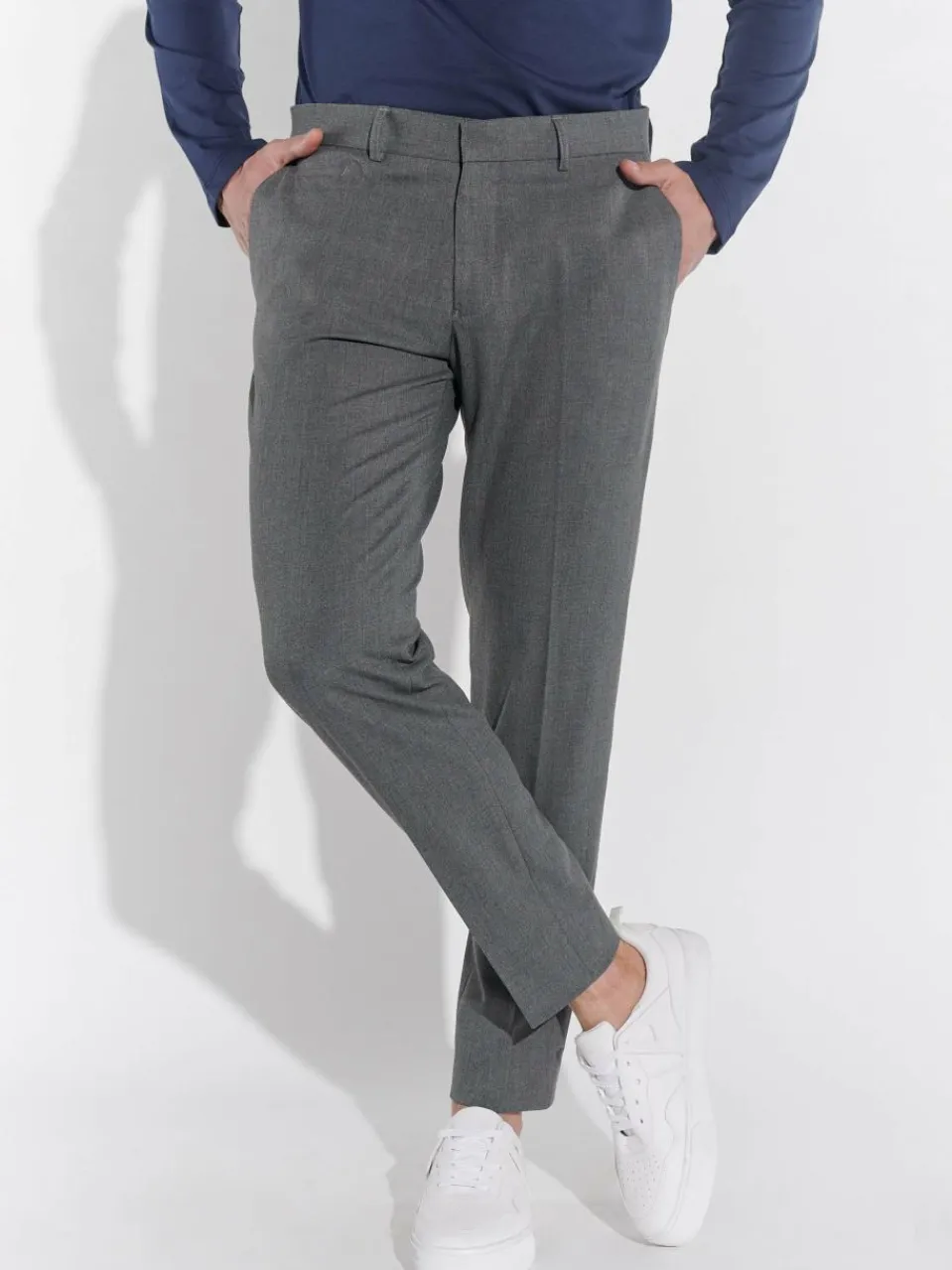 Steffen Klein Anzüge<Herren Anzughose Slim Fit grau uni