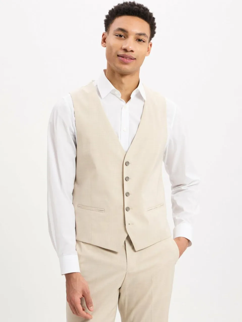 Finshley & Harding Baukasten-Anzüge|Anzüge<Herren Anzugweste - Alameda beige weiß meliert