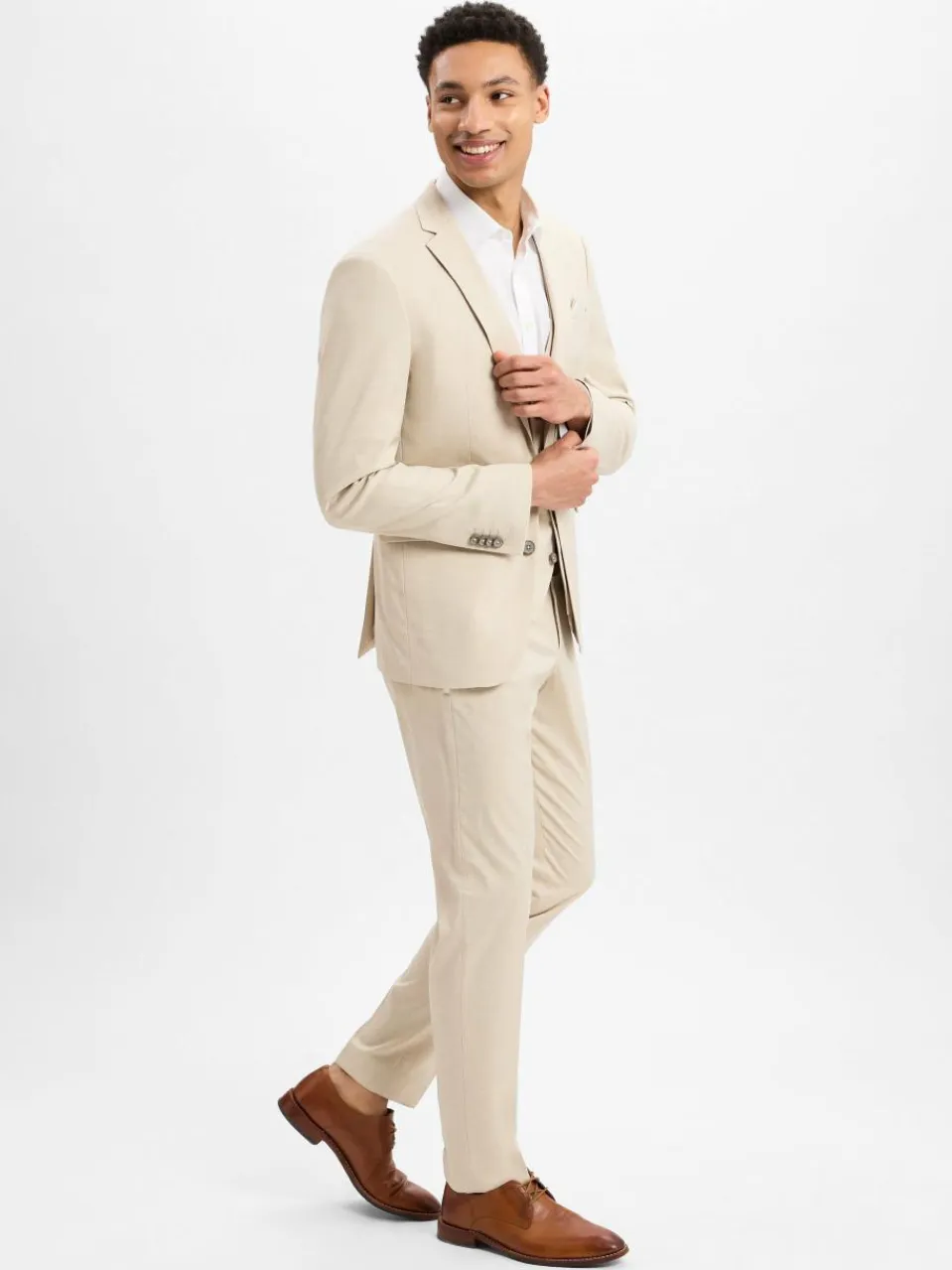 Finshley & Harding Baukasten-Anzüge|Anzüge<Herren Anzugweste - Alameda beige weiß meliert