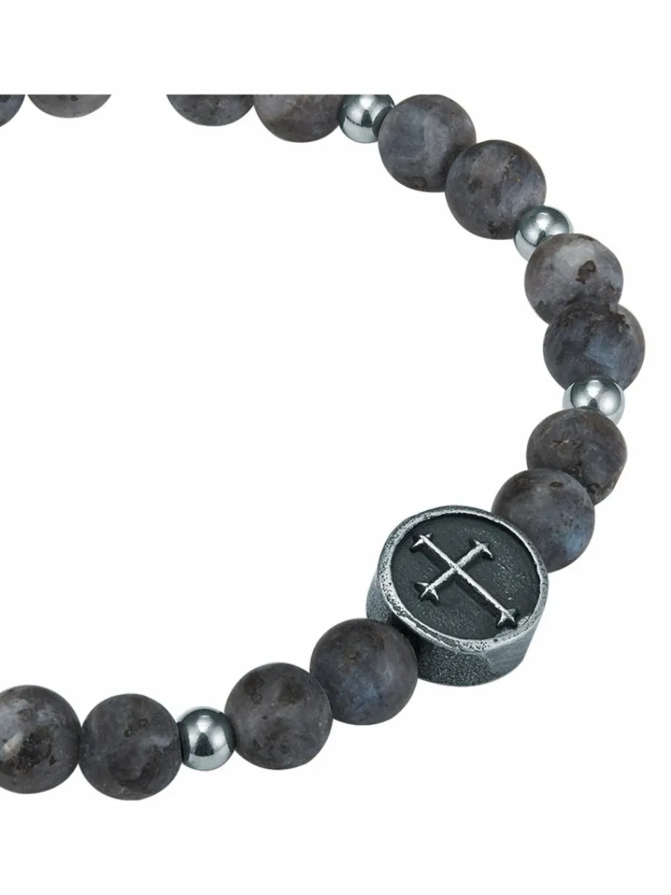 True Rebels Schmuck<Herren Armband - Kreuz grau uni