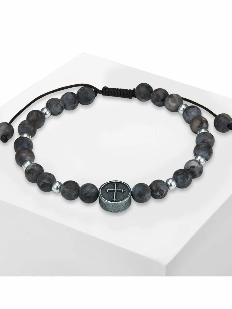 True Rebels Schmuck<Herren Armband - Kreuz grau uni