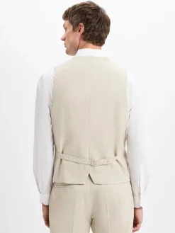 Roy Robson Baukasten-Anzüge|Anzüge<Herren Baukasten-Anzugweste mit Leinen-Anteil beige strukturiert