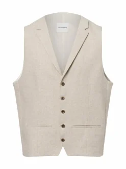 Roy Robson Baukasten-Anzüge|Anzüge<Herren Baukasten-Anzugweste mit Leinen-Anteil beige strukturiert