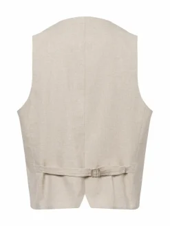 Roy Robson Baukasten-Anzüge|Anzüge<Herren Baukasten-Anzugweste mit Leinen-Anteil beige strukturiert