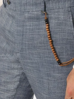 Finshley & Harding Baukasten-Anzüge|Anzüge<Herren Baukasten-Hose - Mitch blau weiß strukturiert