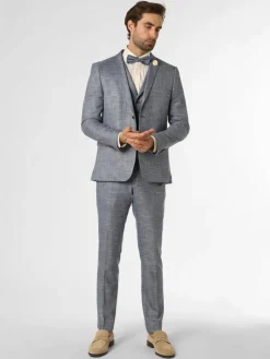 Finshley & Harding Baukasten-Anzüge|Anzüge<Herren Baukasten-Hose - Mitch blau weiß strukturiert