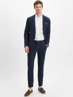 Nils Sundström Anzüge<Herren Baukasten-Hose mit Leinenanteil marine uni