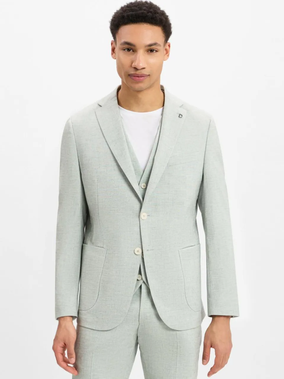 Digel Baukasten-Anzüge<Herren Baukasten-Sakko mit Leinen-Anteil - Edward mint hellgrau meliert