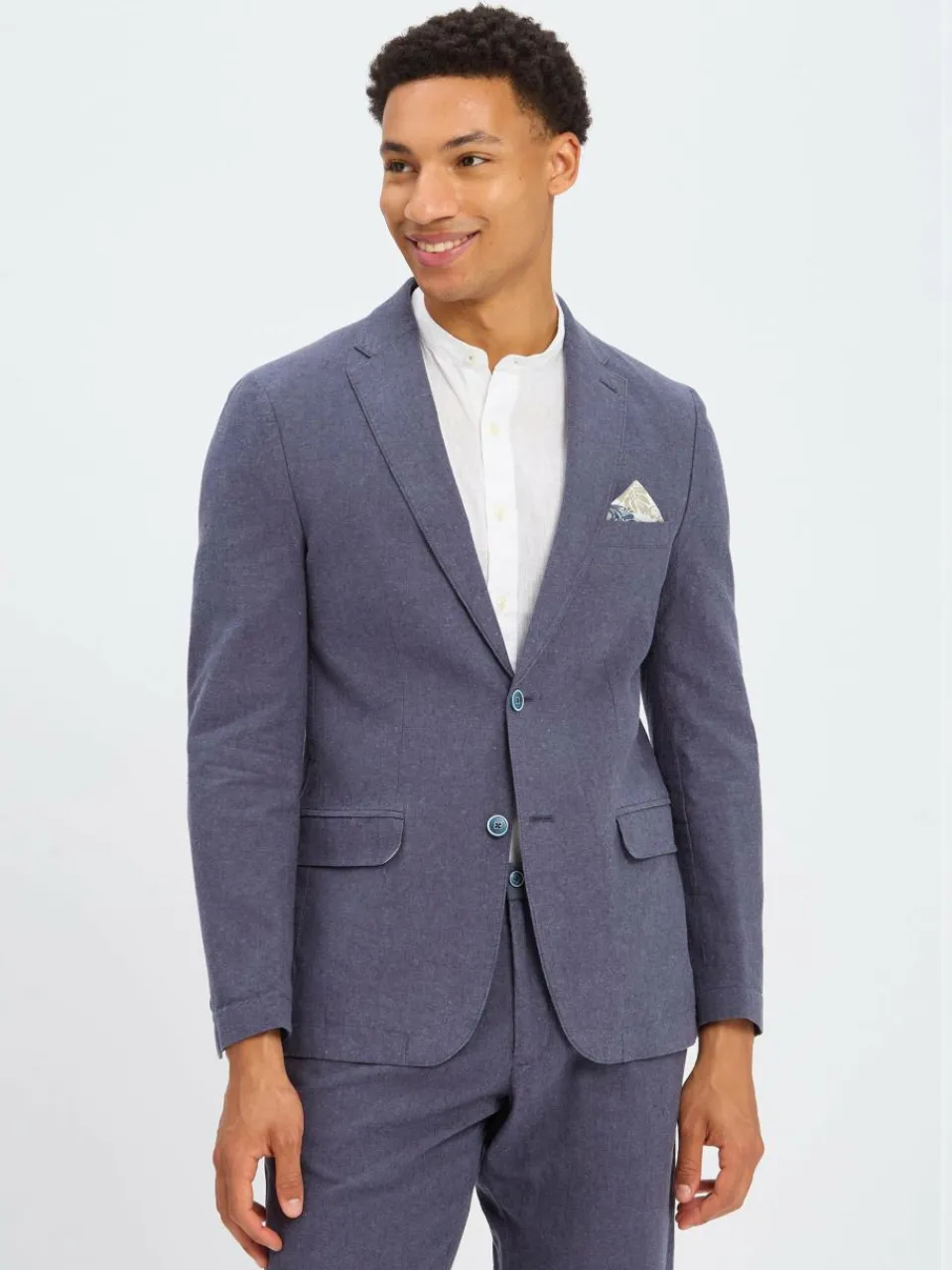 Nils Sundström Baukasten-Anzüge<Herren Baukasten-Sakko mit Leinen-Anteil indigo meliert