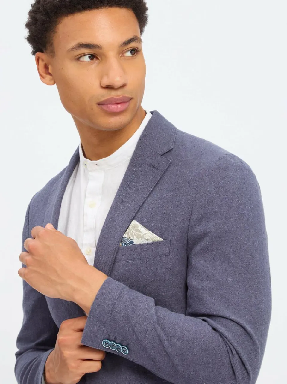 Nils Sundström Baukasten-Anzüge<Herren Baukasten-Sakko mit Leinen-Anteil indigo meliert