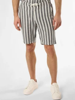 Finshley & Harding London Baukasten-Anzüge|Anzüge<Herren Baukasten-Shorts mit Leinen-Anteil - Cox marine weiß gestreift