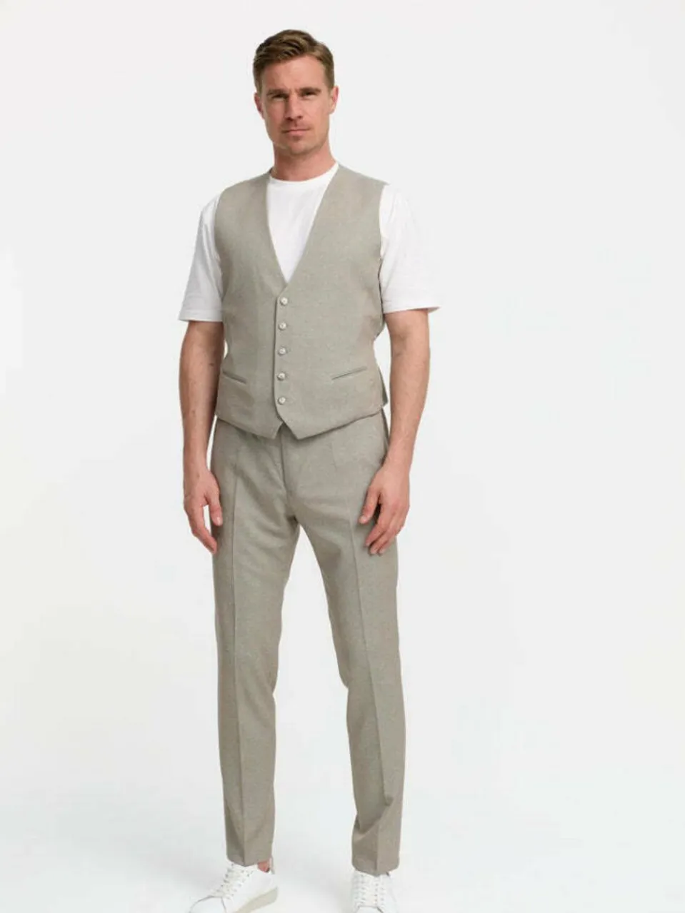 Zuitable Anzüge<Herren Baukasten-Weste - DiWesley beige bedruckt