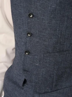 CG - CLUB of GENTS Baukasten-Anzüge|Anzüge<Herren Baukasten-Weste mit Leinen-Anteil blau meliert