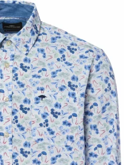 Fynch-Hatton Hemden<Herren Baumwollhemd weiß blau gemustert