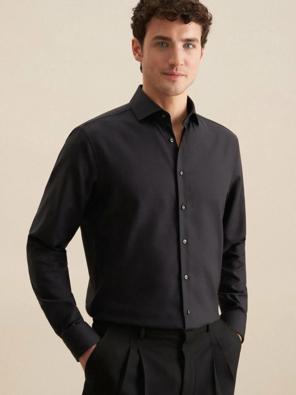 Seidensticker Hemden<Herren Business Hemd - Regular 1/1 anthrazit strukturiert