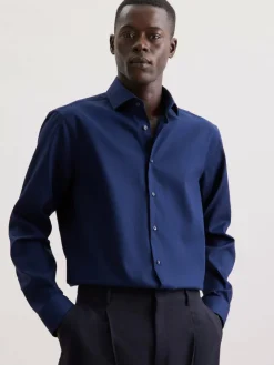 Seidensticker Hemden<Herren Business Hemd - Regular 1/1 blau strukturiert