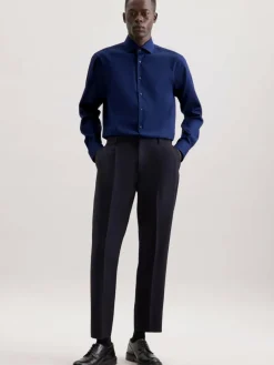 Seidensticker Hemden<Herren Business Hemd - Regular 1/1 blau strukturiert