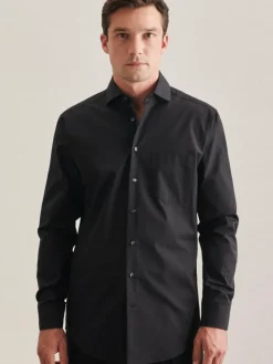 Seidensticker Hemden<Herren Business Hemd - Regular 1/1 schwarz uni