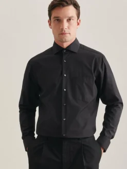 Seidensticker Hemden<Herren Business Hemd - Regular 1/1 schwarz uni