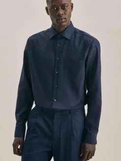 Seidensticker Hemden<Herren Business Hemd - Regular Langarm blau uni