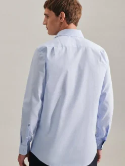 Seidensticker Hemden<Herren Business Hemd - Regular Langarm hellblau gestreift