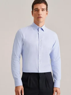Seidensticker Hemden<Herren Business Hemd - Shaped Langarm blau strukturiert
