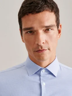 Seidensticker Hemden<Herren Business Hemd - Shaped Langarm blau strukturiert