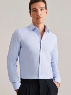 Seidensticker Hemden<Herren Business Hemd - Shaped Langarm blau strukturiert