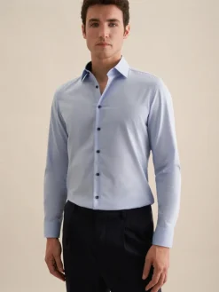 Seidensticker Hemden<Herren Business Hemd - Shaped 1/1 hellblau uni