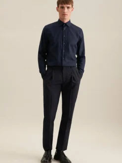 Seidensticker Hemden<Herren Business Hemd - Shaped Langarm blau uni