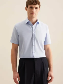 Seidensticker Hemden<Herren Business Hemd - Shaped Kurzarm blau uni