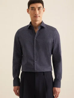 Seidensticker Hemden<Herren Business Hemd - Shaped Langarm blau bedruckt