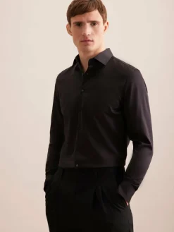 Seidensticker Hemden<Herren Business Hemd - Slim 1/1 Extra lang schwarz uni