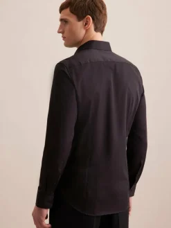 Seidensticker Hemden<Herren Business Hemd - Slim 1/1 Extra lang schwarz uni
