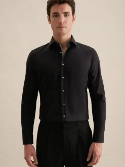 Seidensticker Hemden<Herren Business Hemd - Slim Langarm schwarz uni