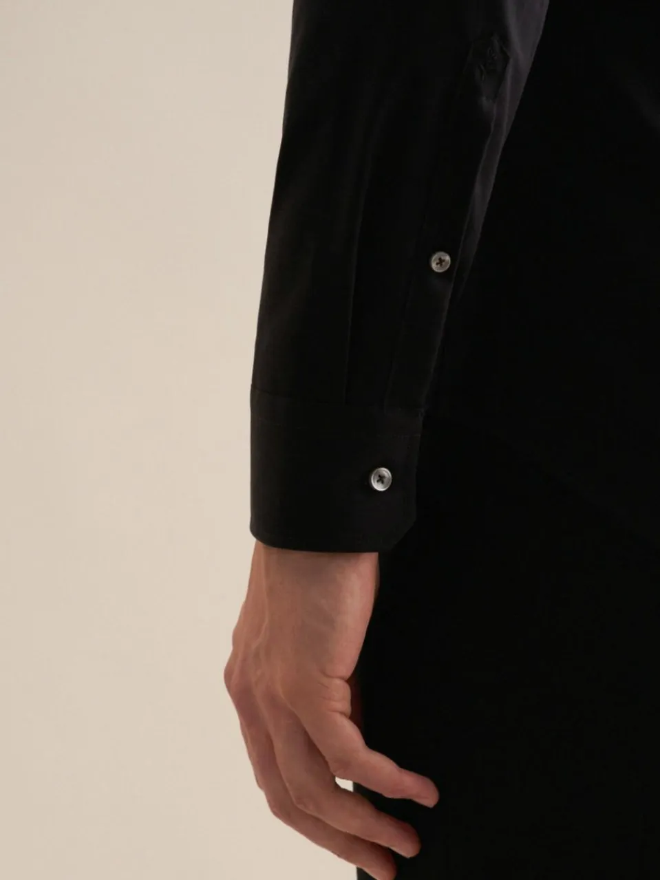 Seidensticker Hemden<Herren Business Hemd - Slim Langarm schwarz uni