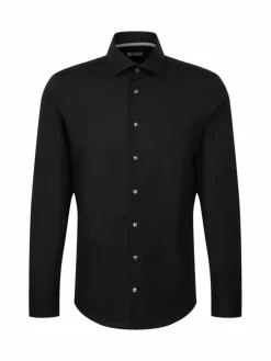 Seidensticker Hemden<Herren Business Hemd - Slim Langarm schwarz uni