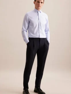 Seidensticker Hemden<Herren Business Hemd - Slim Langarm blau kariert