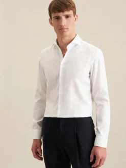 Seidensticker Hemden<Herren Business Hemd - Slim Langarm weiß uni